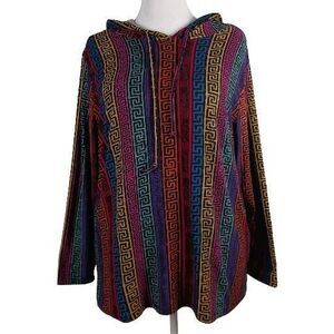 Eye Candy Plus 3X Hoodie Multi-Color Geometric Long Sleeve Pullover Top